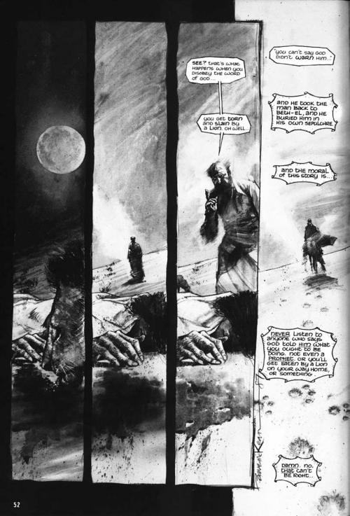 Neil Gaiman basó El profeta que vino a cenar en el Primer Libro de Reyes en un estilo claramente predecesor de lo que poco después conoceremos como Sandman